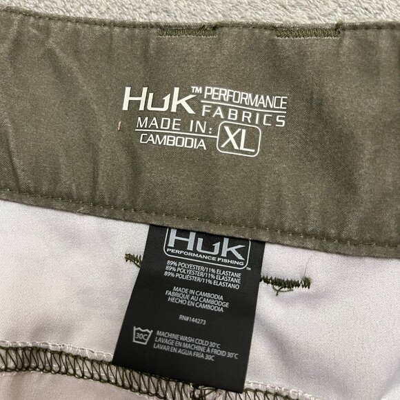 Huk Shorts Performance Fishing Camo Low Country Green Mens XL Elastic Waist - Picture 6 of 11